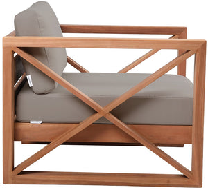 Anguilla Waterproof Fabric / Teak Wood / Foam Contemporary Grey Waterproof Fabric Outdoor Chair - 35.5" W x 33.5" D x 25" H