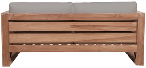 Anguilla Waterproof Fabric / Teak Wood / Foam Contemporary Grey Waterproof Fabric Outdoor Loveseat - 65" W x 33.5" D x 25" H