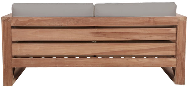 Anguilla Waterproof Fabric / Teak Wood / Foam Contemporary Grey Waterproof Fabric Outdoor Loveseat - 65" W x 33.5" D x 25" H