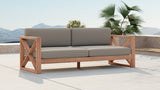 Anguilla Waterproof Fabric / Teak Wood / Foam Contemporary Grey Waterproof Fabric Outdoor Sofa - 83" W x 33.5" D x 25" H