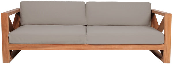 Anguilla Waterproof Fabric / Teak Wood / Foam Contemporary Grey Waterproof Fabric Outdoor Sofa - 83" W x 33.5" D x 25" H