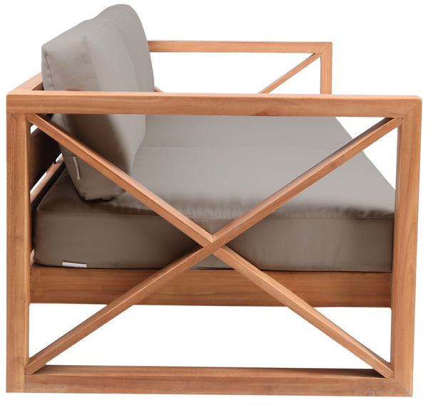 Anguilla Waterproof Fabric / Teak Wood / Foam Contemporary Grey Waterproof Fabric Outdoor Sofa - 83" W x 33.5" D x 25" H