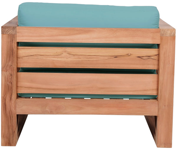 Anguilla Waterproof Fabric / Teak Wood / Foam Contemporary Blue Waterproof Fabric Outdoor Chair - 35.5" W x 33.5" D x 25" H