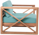 Anguilla Waterproof Fabric / Teak Wood / Foam Contemporary Blue Waterproof Fabric Outdoor Chair - 35.5" W x 33.5" D x 25" H