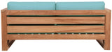Anguilla Waterproof Fabric / Teak Wood / Foam Contemporary Blue Waterproof Fabric Outdoor Loveseat - 65" W x 33.5" D x 25" H