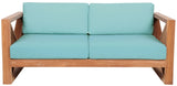 Anguilla Waterproof Fabric / Teak Wood / Foam Contemporary Blue Waterproof Fabric Outdoor Loveseat - 65" W x 33.5" D x 25" H