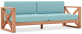 Anguilla Waterproof Fabric / Teak Wood / Foam Contemporary Blue Waterproof Fabric Outdoor Sofa - 83" W x 33.5" D x 25" H