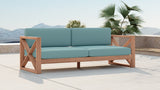 Anguilla Waterproof Fabric / Teak Wood / Foam Contemporary Blue Waterproof Fabric Outdoor Sofa - 83" W x 33.5" D x 25" H