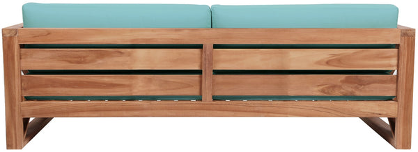 Anguilla Waterproof Fabric / Teak Wood / Foam Contemporary Blue Waterproof Fabric Outdoor Sofa - 83" W x 33.5" D x 25" H