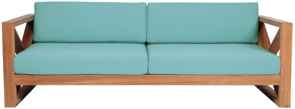 Anguilla Waterproof Fabric / Teak Wood / Foam Contemporary Blue Waterproof Fabric Outdoor Sofa - 83" W x 33.5" D x 25" H