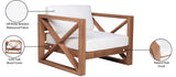 Anguilla Waterproof Fabric / Teak Wood / Foam Contemporary Off White Waterproof Fabric Outdoor Chair - 35.5" W x 33.5" D x 25" H