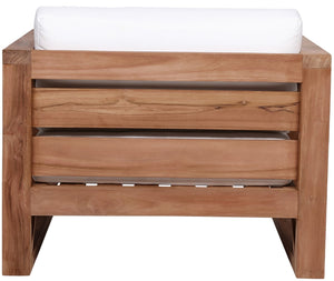 Anguilla Waterproof Fabric / Teak Wood / Foam Contemporary Off White Waterproof Fabric Outdoor Chair - 35.5" W x 33.5" D x 25" H