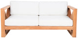 Anguilla Waterproof Fabric / Teak Wood / Foam Contemporary Off White Waterproof Fabric Outdoor Loveseat - 65" W x 33.5" D x 25" H