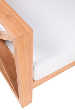 Anguilla Waterproof Fabric / Teak Wood / Foam Contemporary Off White Waterproof Fabric Outdoor Loveseat - 65" W x 33.5" D x 25" H