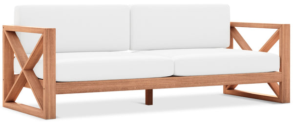 Anguilla Waterproof Fabric / Teak Wood / Foam Contemporary Off White Waterproof Fabric Outdoor Sofa - 83" W x 33.5" D x 25" H
