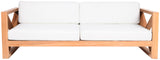 Anguilla Waterproof Fabric / Teak Wood / Foam Contemporary Off White Waterproof Fabric Outdoor Sofa - 83" W x 33.5" D x 25" H