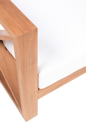 Anguilla Waterproof Fabric / Teak Wood / Foam Contemporary Off White Waterproof Fabric Outdoor Sofa - 83" W x 33.5" D x 25" H