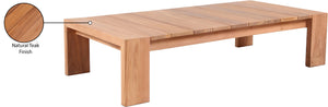 Tulum Teak Wood Contemporary Natural Teak Outdoor Coffee Table - 52" W x 26" D x 12.5" H