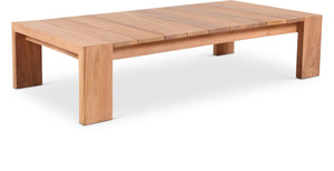 Tulum Teak Wood Contemporary Natural Teak Outdoor Coffee Table - 52" W x 26" D x 12.5" H