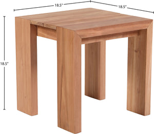 Tulum Teak Wood Contemporary Natural Teak Outdoor End Table - 18.5" W x 18.5" D x 18.5" H