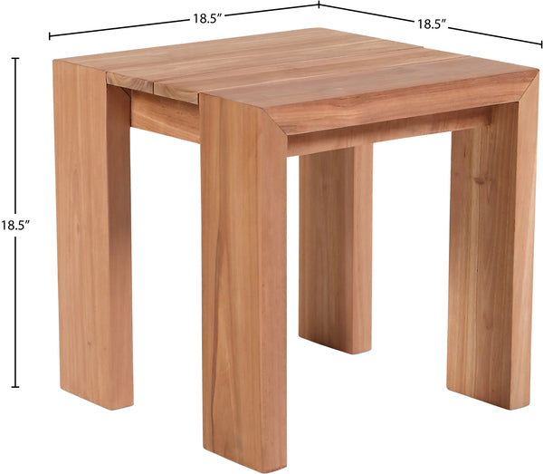 Tulum Teak Wood Contemporary Natural Teak Outdoor End Table - 18.5" W x 18.5" D x 18.5" H