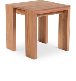 Tulum Teak Wood Contemporary Natural Teak Outdoor End Table - 18.5" W x 18.5" D x 18.5" H
