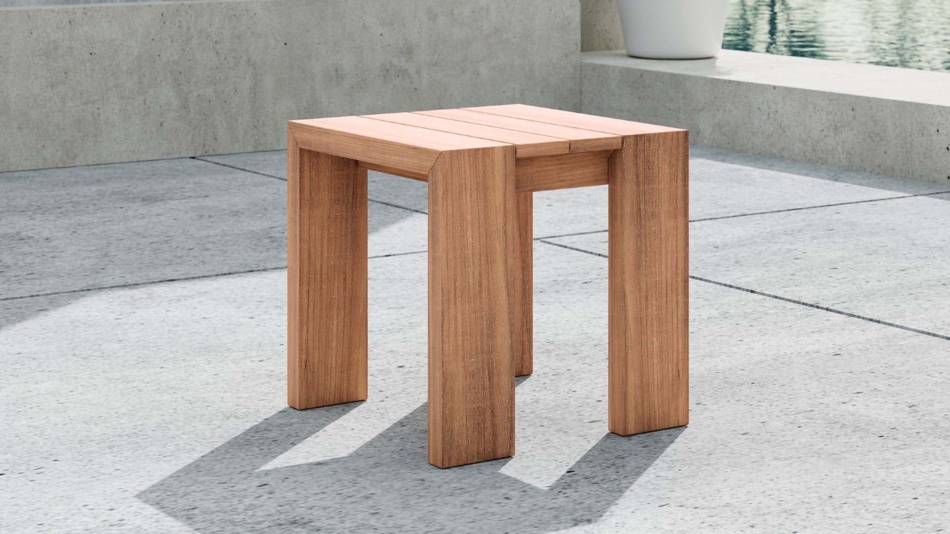 Tulum Teak Wood Outdoor End Table - Thumbnail 4