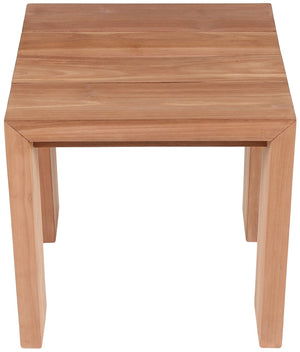 Tulum Teak Wood Contemporary Natural Teak Outdoor End Table - 18.5" W x 18.5" D x 18.5" H