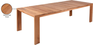 Tulum Teak Wood Contemporary Natural Teak Outdoor Patio Dining Table - 108.5" W x 40" D x 30" H