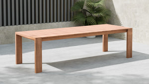 Tulum Teak Wood Contemporary Natural Teak Outdoor Patio Dining Table - 108.5" W x 40" D x 30" H
