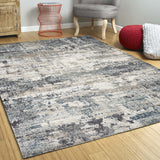 5'x8' Ivory Teal Machine Woven Abstract Splatter Indoor Area Rug