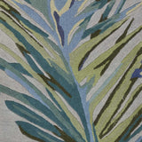 2' x 10' Grey or Blue Tropical Leaves Wool Indoor Runner Rug