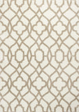 5' x 8' Ivory or Beige Geometric Trellis Microfiber Indoor Area Rug