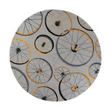 8' Grey Hand Hooked Wheels Round Indoor Area Rug