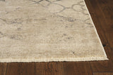 8' Sand Beige Hand Hooked Oversized Floral Round Indoor Area Rug