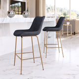 Zuo Modern Tony 100% Polyester, Plywood, Steel Modern Commercial Grade Counter Stool Black, Gold 100% Polyester, Plywood, Steel