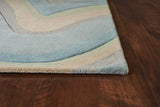 5'x8' Ocean Blue Beige Hand Tufted Abstract Waves Indoor