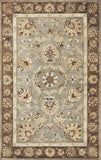 5' x 8' Grey or Mocha Floral Bordered Wool Indoor Area Rug