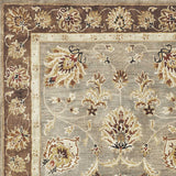 5' x 8' Grey or Mocha Floral Bordered Wool Indoor Area Rug