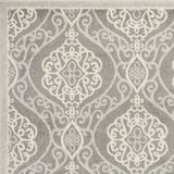 2'x4' Silver Grey Machine Woven UV Treated Floral Ogee Indoor Outdoor Accent Rug