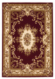 2'x3' Red Ivory Machine Woven Hand Carved Floral Medallion Indoor Accent Rug