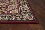 2'x3' Red Black Machine Woven Floral Traditional Indoor Accent Rug