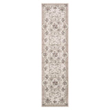 8' Ivory Bordered Floral Indoor Runner Rug