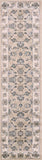 8' Beige Ivory Bordered Floral Indoor Runner Rug