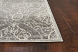 3'x5' Silver Grey Machine Woven UV Treated Floral Ogee Indoor Outdoor Area Rug