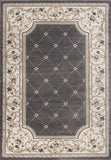 3'x5' Grey Ivory Bordered Floral Indoor Area Rug