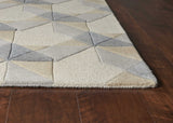 2' x 4' Ivory or Grey Polygon Pattern Wool Area Rug