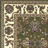 3'x5' Green Ivory Machine Woven Floral Traditional Indoor Area Rug