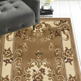 2' x 8' Beige or Ivory Medallion Runner Rug