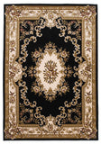 3'x5' Black Ivory Machine Woven Hand Carved Floral Medallion Indoor Area Rug